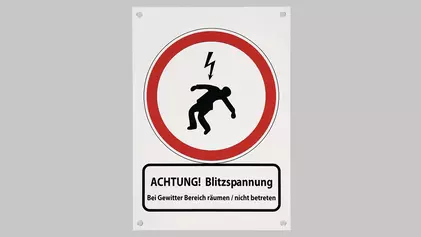 Hinweisschild Blitzspannung